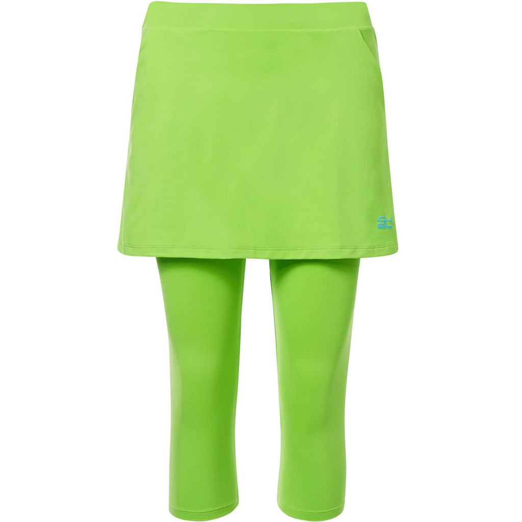 Mädchen & Damen und Gender 2-in-1 Tennisrock mit Leggings / Skapri, neon grün von SPORTKIND