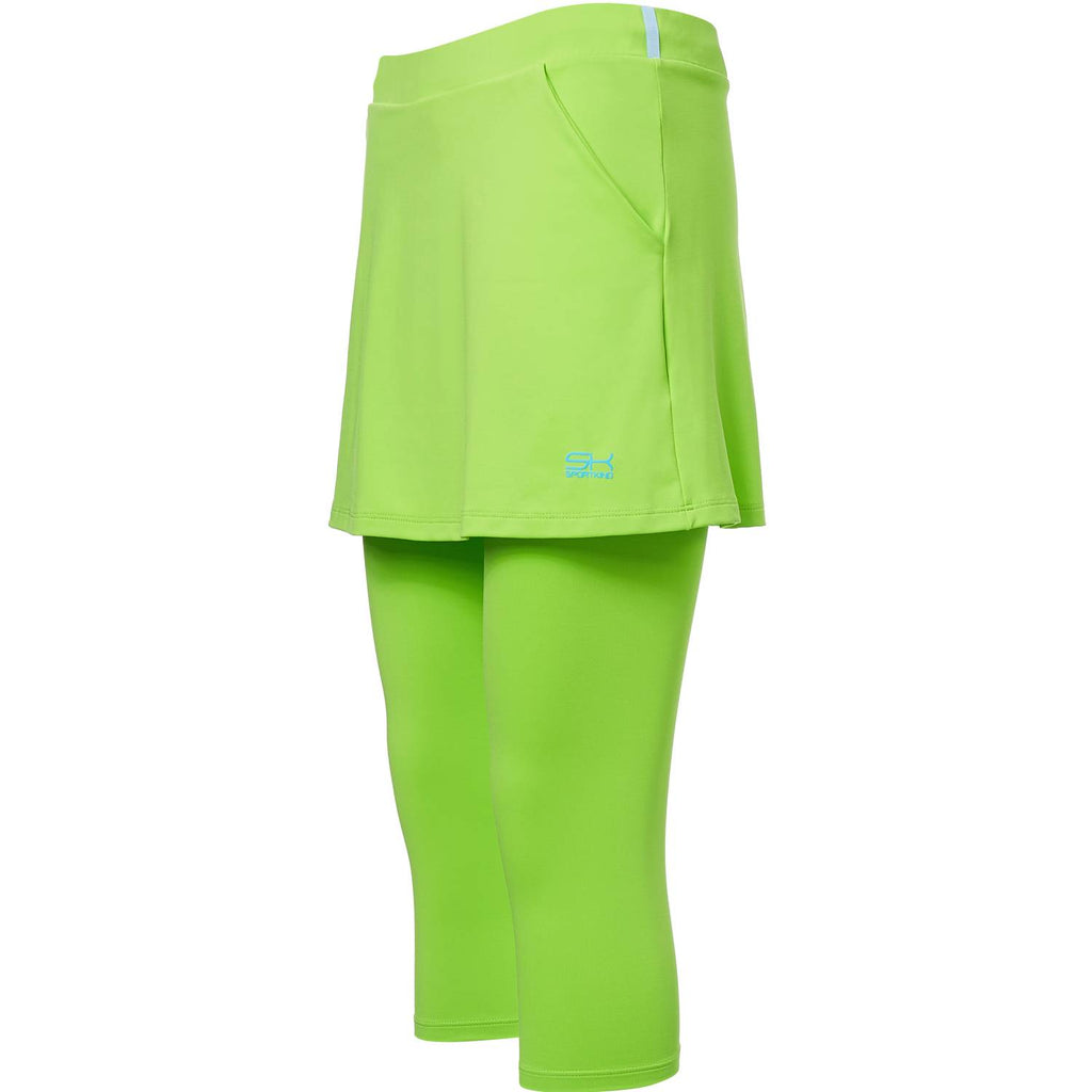 Mädchen & Damen und Gender 2-in-1 Tennisrock mit Leggings / Skapri, neon grün von SPORTKIND