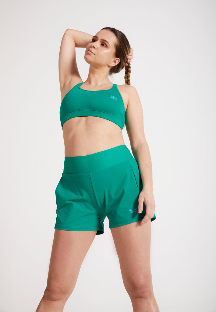 Mädchen & Damen Advantage Tennis Shorts mit Ballhalter, smaragd grün von SPORTKIND