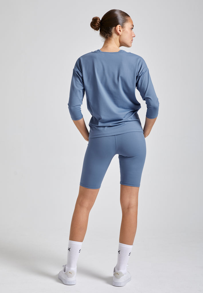 Mädchen & Damen Tennis 3/4 Loose Fit Shirt, grau blau von SPORTKIND
