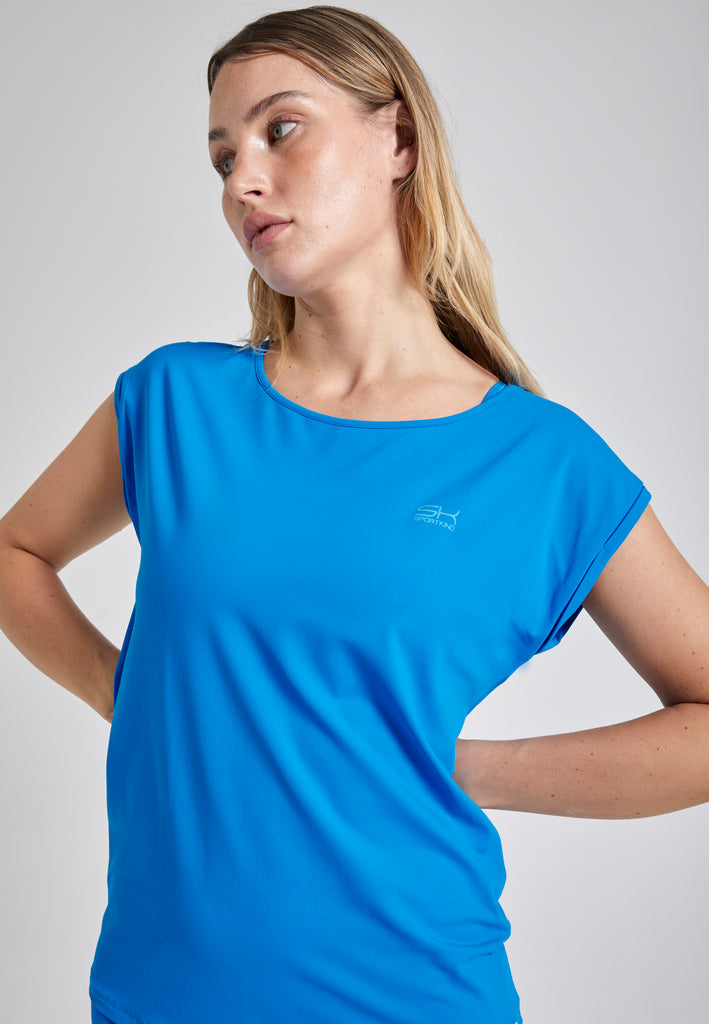 Mädchen & Damen Tennis Loose Fit Shirt, cyan blau von SPORTKIND