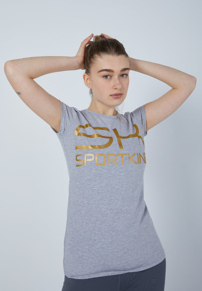 Mädchen & Damen und Gender Training T-Shirt Baumwolle Damen & Mädchen, hellgrau von SPORTKIND