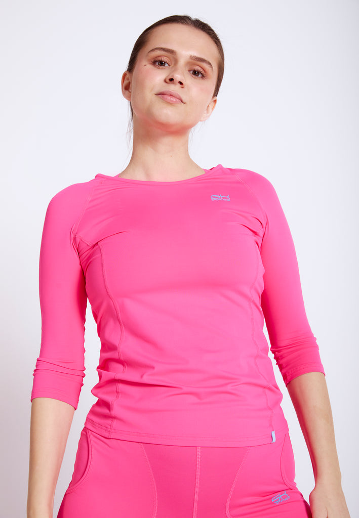 Mädchen & Damen Tennis 3/4-Longsleeve Shirt, hibiscus pink von SPORTKIND