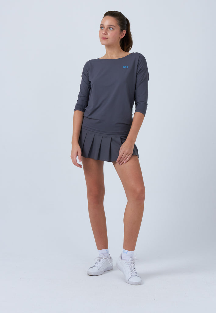 Mädchen & Damen und Gender Tennis 3/4 Loose Fit Shirt, grau von SPORTKIND
