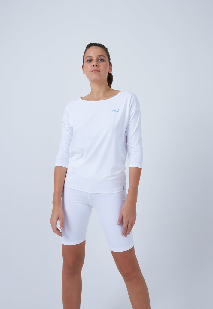 Mädchen & Damen und Gender Tennis 3/4 Loose Fit Shirt, weiß von SPORTKIND
