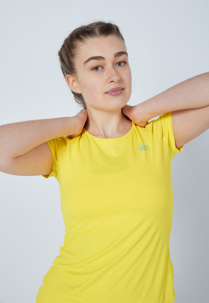 Mädchen & Damen und Gender Tennis Capsleeve T-Shirt, gelb von SPORTKIND