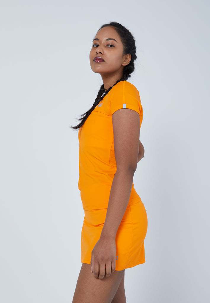 Mädchen & Damen und Gender Tennis Capsleeve T-Shirt, orange von SPORTKIND