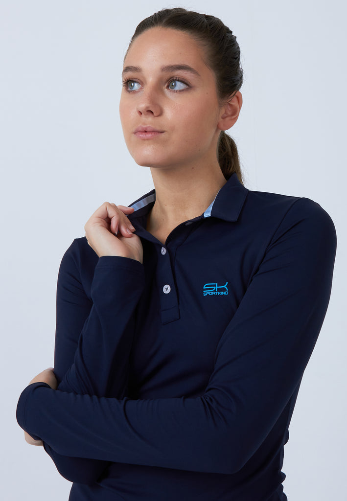 Mädchen & Damen und Gender Tennis Langarm Poloshirt Damen & Mädchen, navy blau von SPORTKIND
