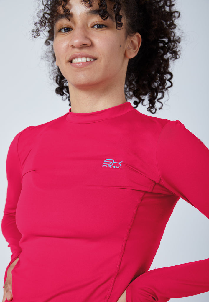 Mädchen & Damen und Gender Tennis Langarmshirt High-Neck Damen & Mädchen, pink von SPORTKIND