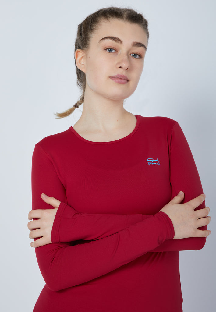 Mädchen & Damen und Gender Tennis Longsleeve Shirt, bordeaux rot von SPORTKIND