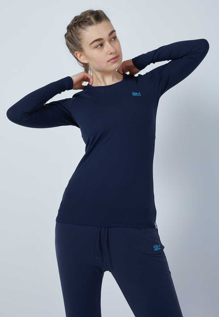 Mädchen & Damen und Gender Tennis Longsleeve Shirt, navy blau von SPORTKIND