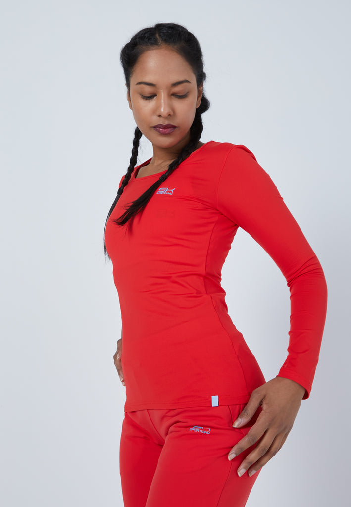Mädchen & Damen und Gender Tennis Longsleeve Shirt, rot von SPORTKIND