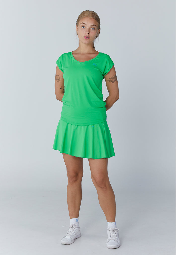 Mädchen & Damen Tennis Loose Fit Shirt V-Neck, grün von SPORTKIND