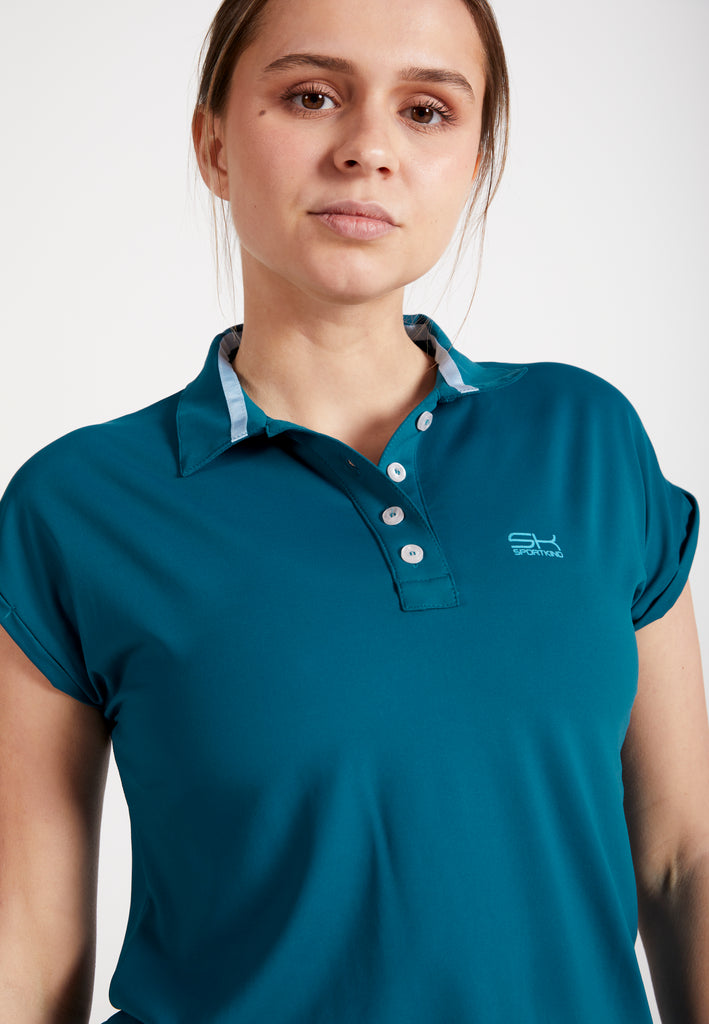 Mädchen & Damen Tennis Polo Shirt Loose-Fit, petrol grün von SPORTKIND