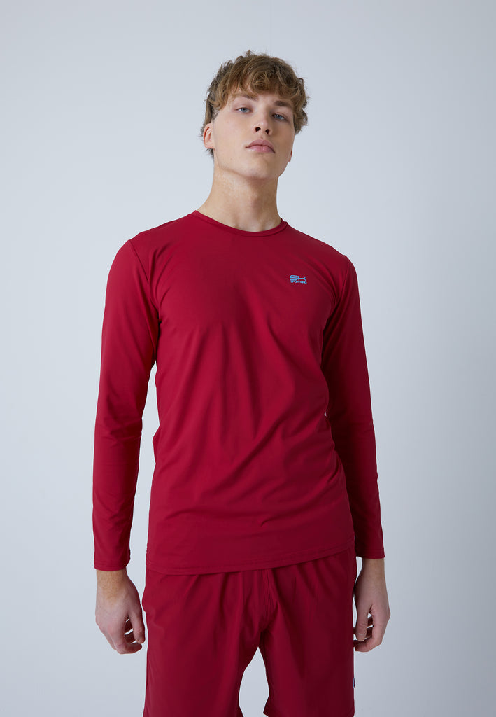 Jungen & Herren und Gender Tennis Rundhals Longsleeve Shirt, bordeaux rot von SPORTKIND