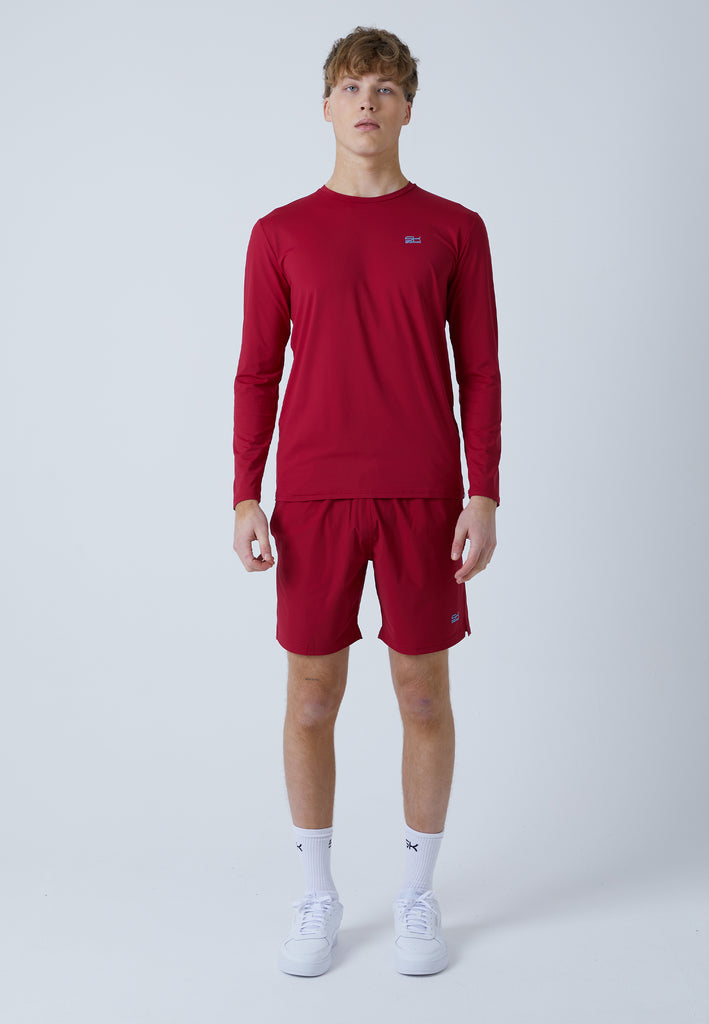 Jungen & Herren und Gender Tennis Rundhals Longsleeve Shirt, bordeaux rot von SPORTKIND