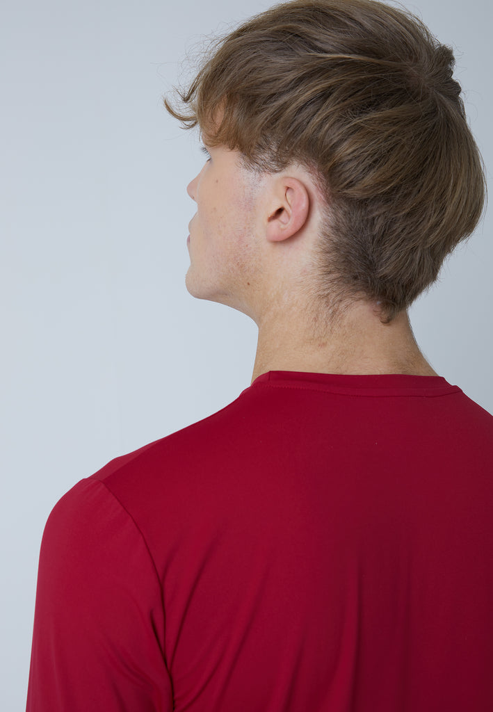 Jungen & Herren und Gender Tennis Rundhals Longsleeve Shirt, bordeaux rot von SPORTKIND