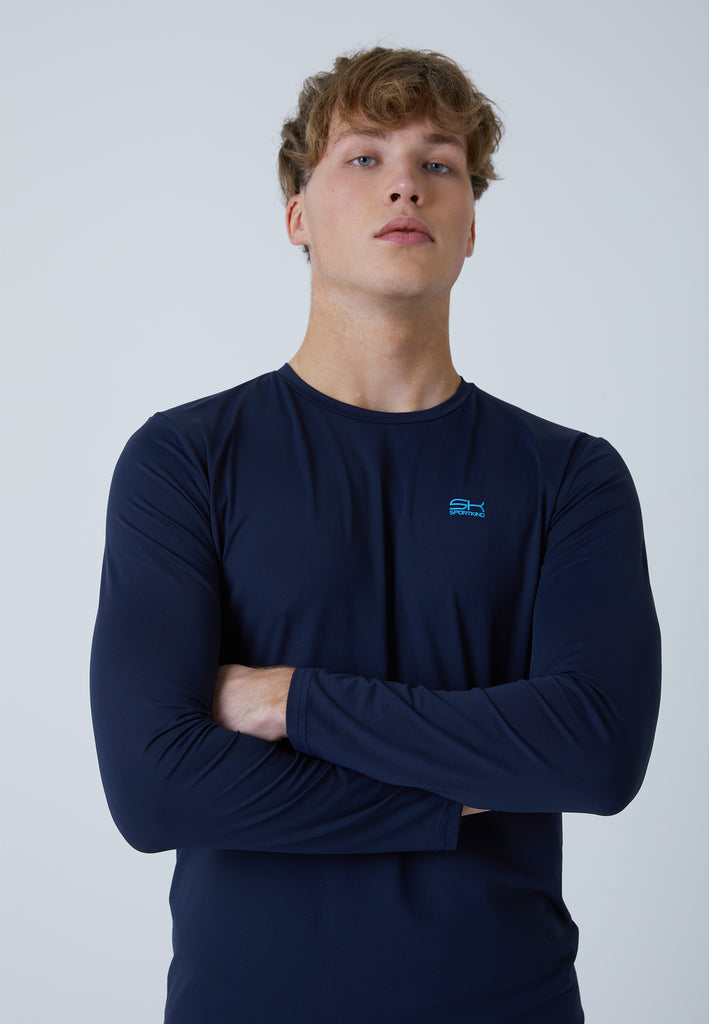 Jungen & Herren und Gender Tennis Rundhals Longsleeve Shirt, navy blau von SPORTKIND
