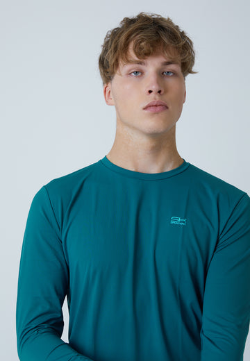 Jungen & Herren und Gender Tennis Rundhals Longsleeve Shirt, petrol grün von SPORTKIND