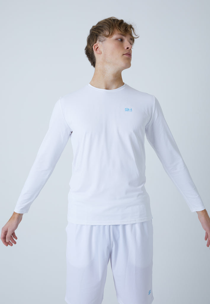 Jungen & Herren und Gender Tennis Rundhals Longsleeve Shirt, weiß von SPORTKIND