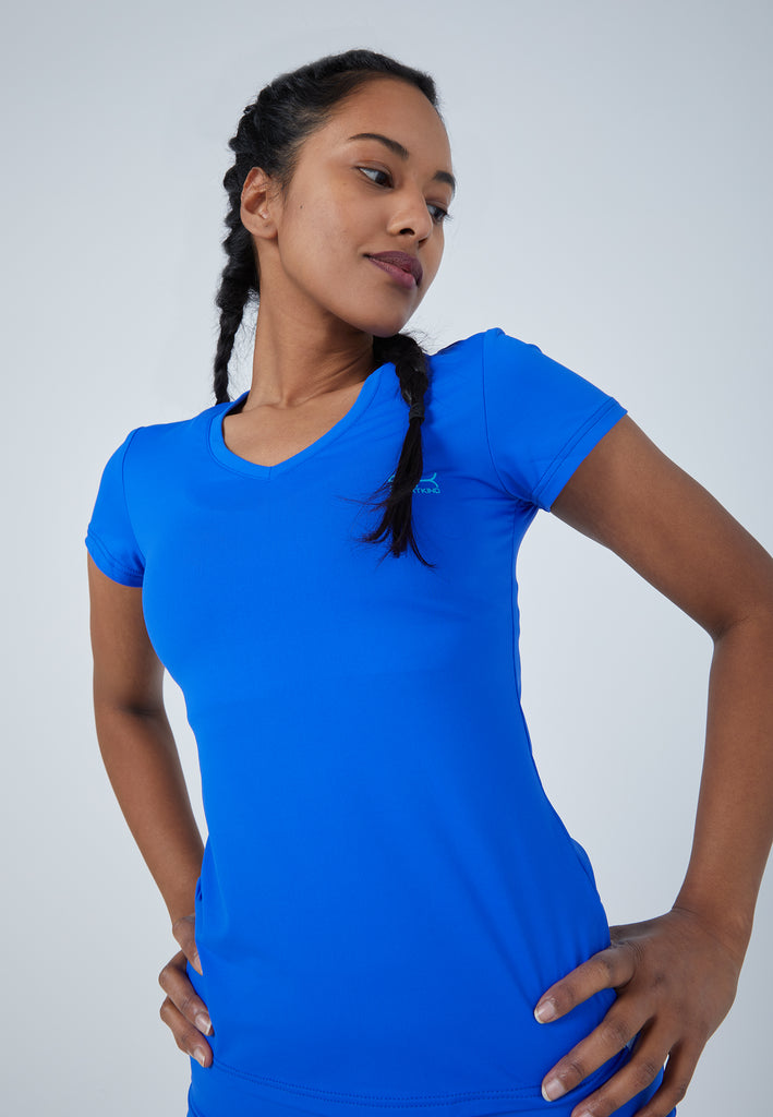 Mädchen & Damen und Gender Tennis T-Shirt V-Ausschnitt Damen & Mädchen, kobaltblau von SPORTKIND