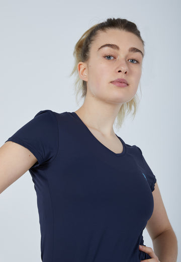 Mädchen & Damen und Gender Tennis T-Shirt V-Ausschnitt Damen & Mädchen, navy blau von SPORTKIND