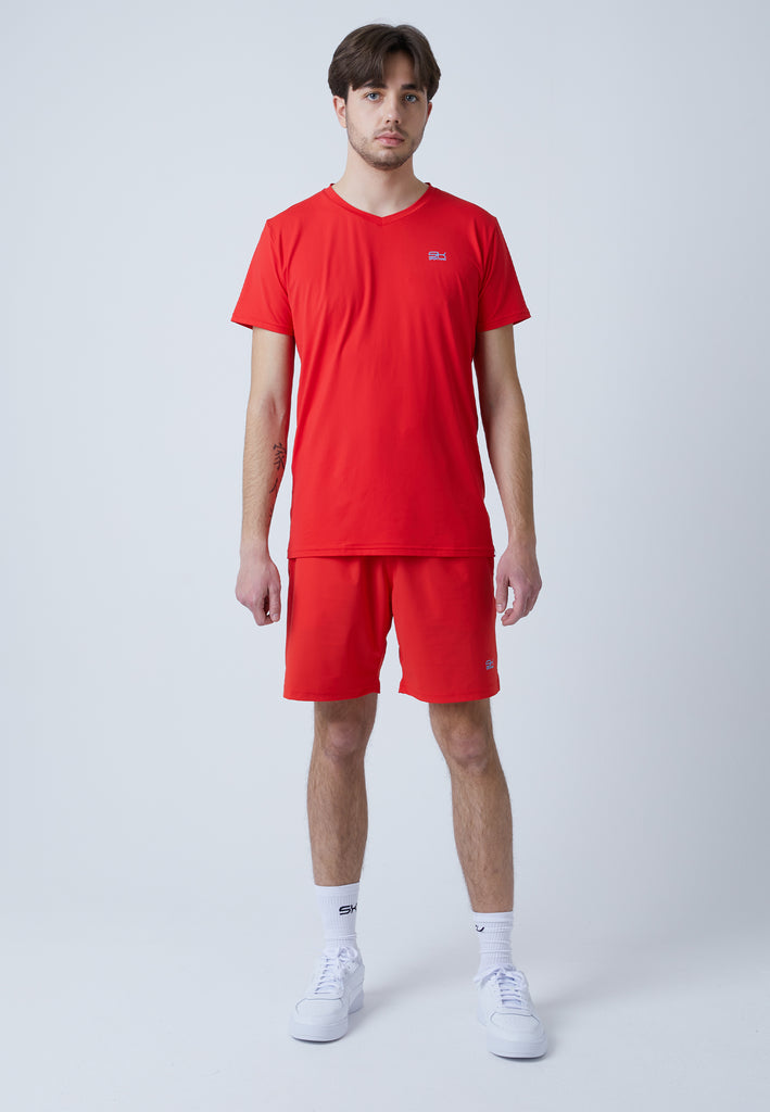Jungen & Herren und Gender Tennis T-Shirt V-Ausschnitt Herren & Jungen, rot von SPORTKIND