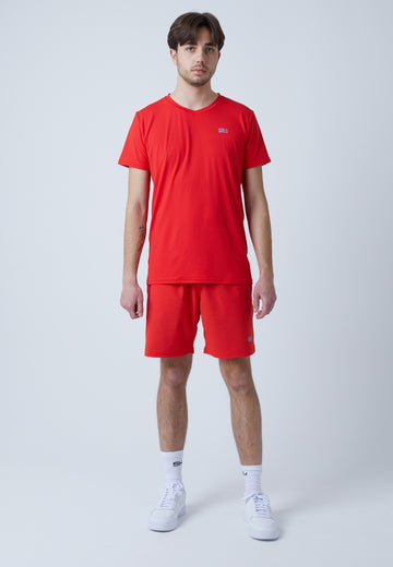 Jungen & Herren und Gender Tennis T-Shirt V-Ausschnitt Herren & Jungen, rot von SPORTKIND