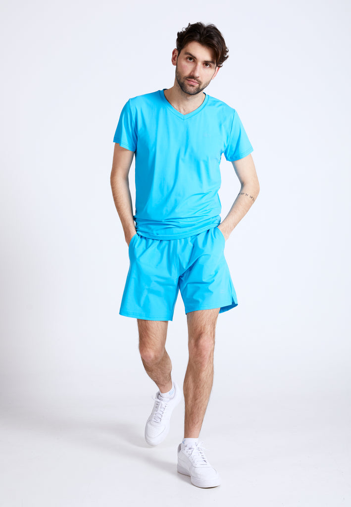 Jungen & Herren und Gender Tennis T-Shirt V-Ausschnitt Herren & Jungen, türkis von SPORTKIND