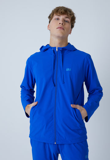 Jungen & Herren und Gender Tennis Trainingsjacke Woven mit Kapuze, kobaltblau von SPORTKIND