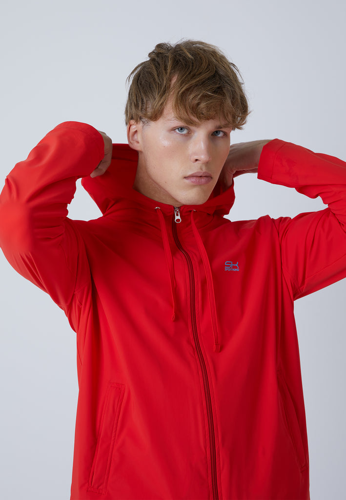 Jungen & Herren und Gender Tennis Trainingsjacke Woven mit Kapuze, rot von SPORTKIND