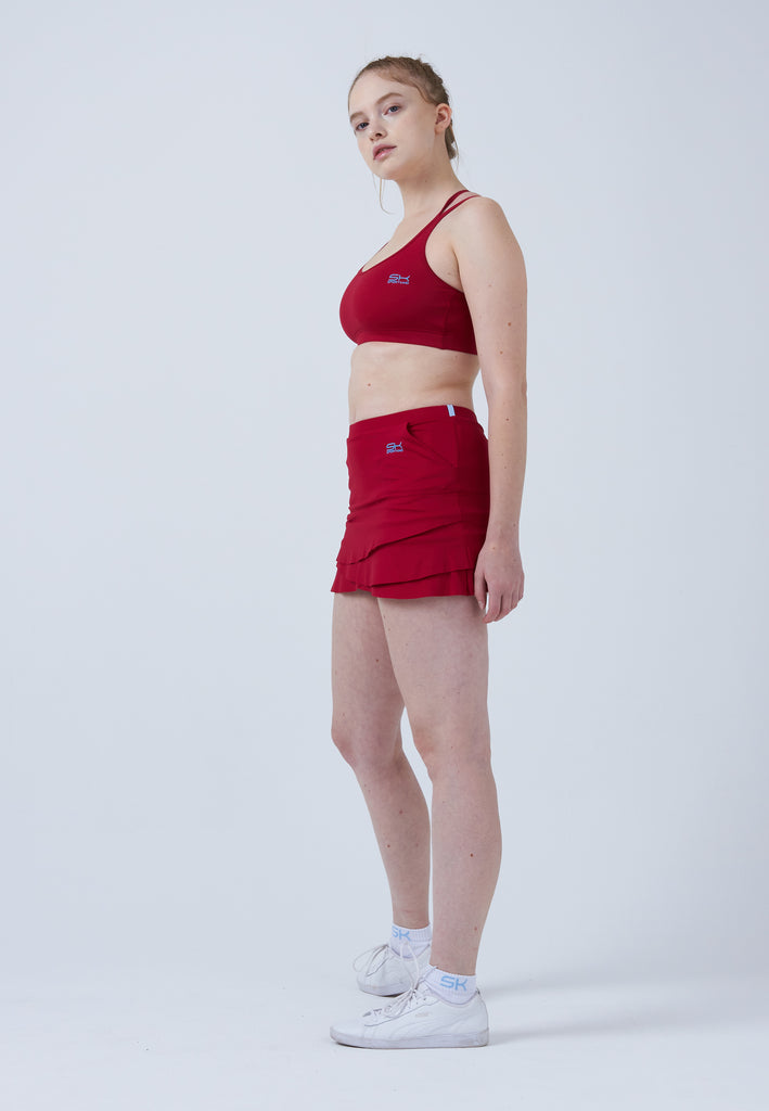 Mädchen & Damen und Gender Tulip Tennisrock / Skort mit Taschen, bordeaux rot von SPORTKIND